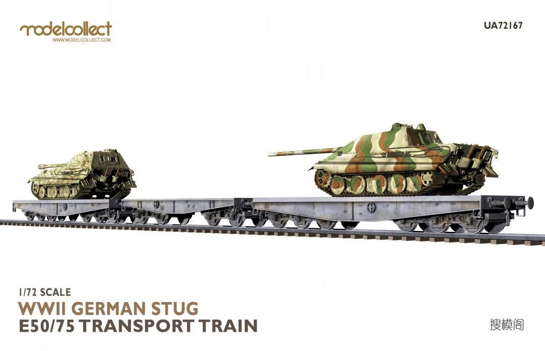 Modelcollect UA72167 Train de transport allemand Stug E50/75 de la Seconde Guerre mondiale, échelle 1/72