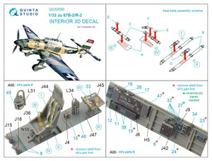 Intérieur imprimé en 3D et coloré sur papier décalcomanie (Trumpeter) pour le Ju 87B-2/R-2 de Quinta Studio QD32090, échelle 1/32 – Bild 2