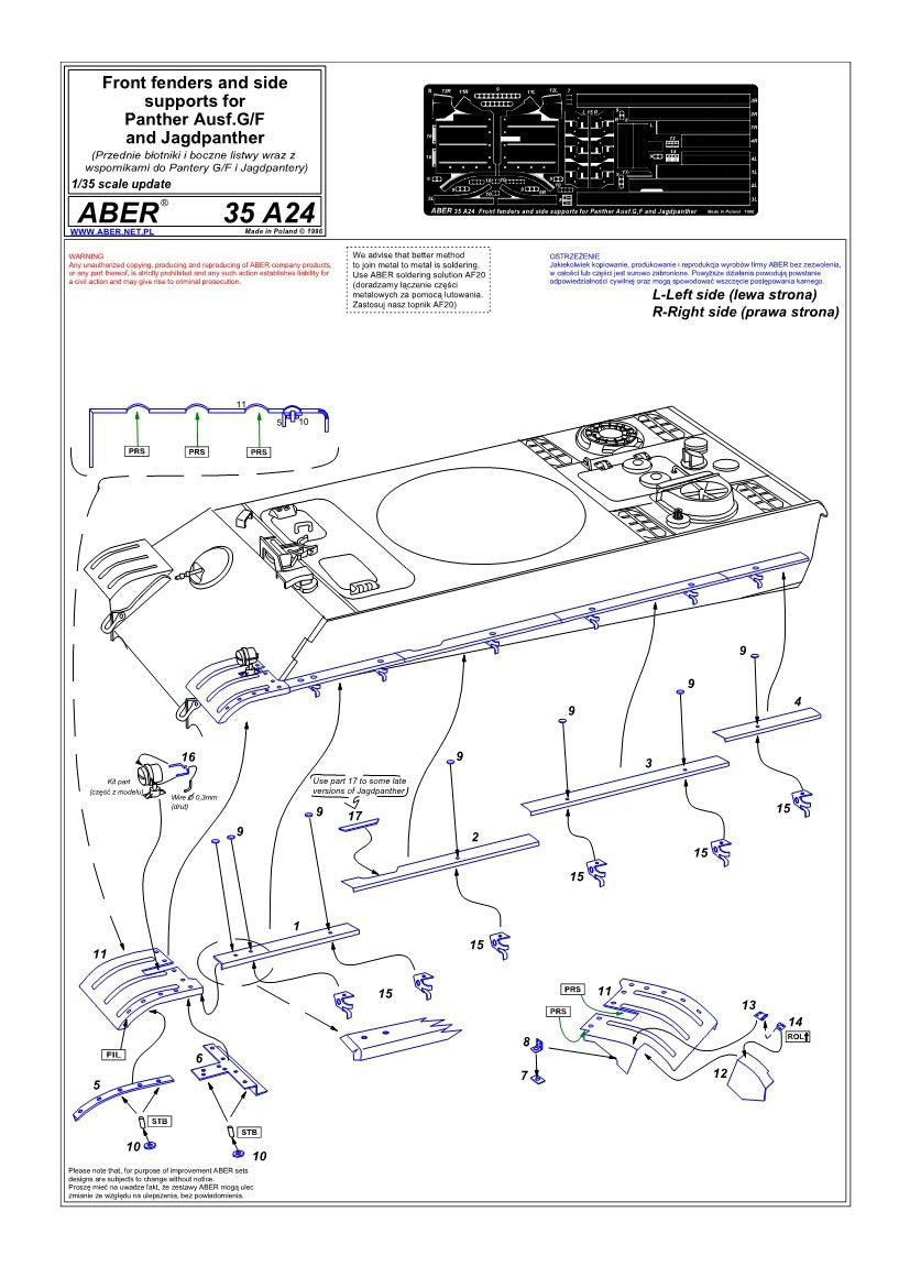 Aber 35A024 Ailes avant et jupes latérales pour Panther, Ausf.G et Jagdpanther (1/35) – Bild 4