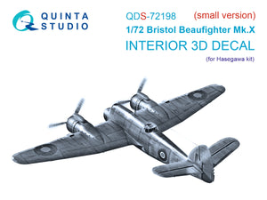 Intérieur imprimé en 3D et coloré sur papier décalcomanie (Hasegawa) (petite version) Quinta Studio QDS-72198 Bristol Beaufighter Mk.X, échelle 1/72