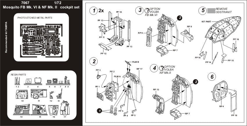Ensemble de cockpit Aires 7067 MOSQUITO FB Mk.VI / NF Mk.II 1/72 TAMIYA – immagine 2