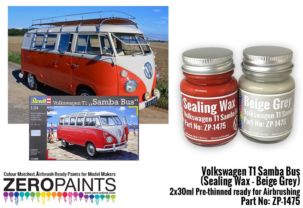 Peinture d&amp;#39;étanchéité Zero Paints ZP-1475-1 pour Volkswagen T1 Samba Bus - Gris 2 x 30 ml
