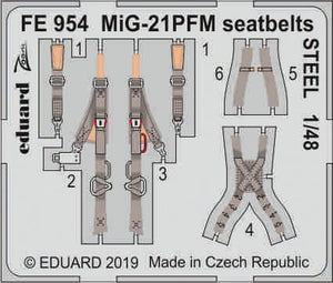 Ceintures de sécurité Eduard FE954 MiG-21PFM en acier, échelle 1/48, Eduard