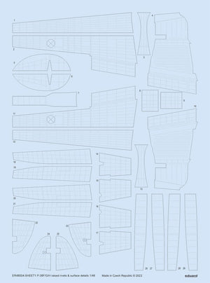 Eduard ER48004 P-38F/ G/H rivets en relief et détails de surface TAMIYA 1/48