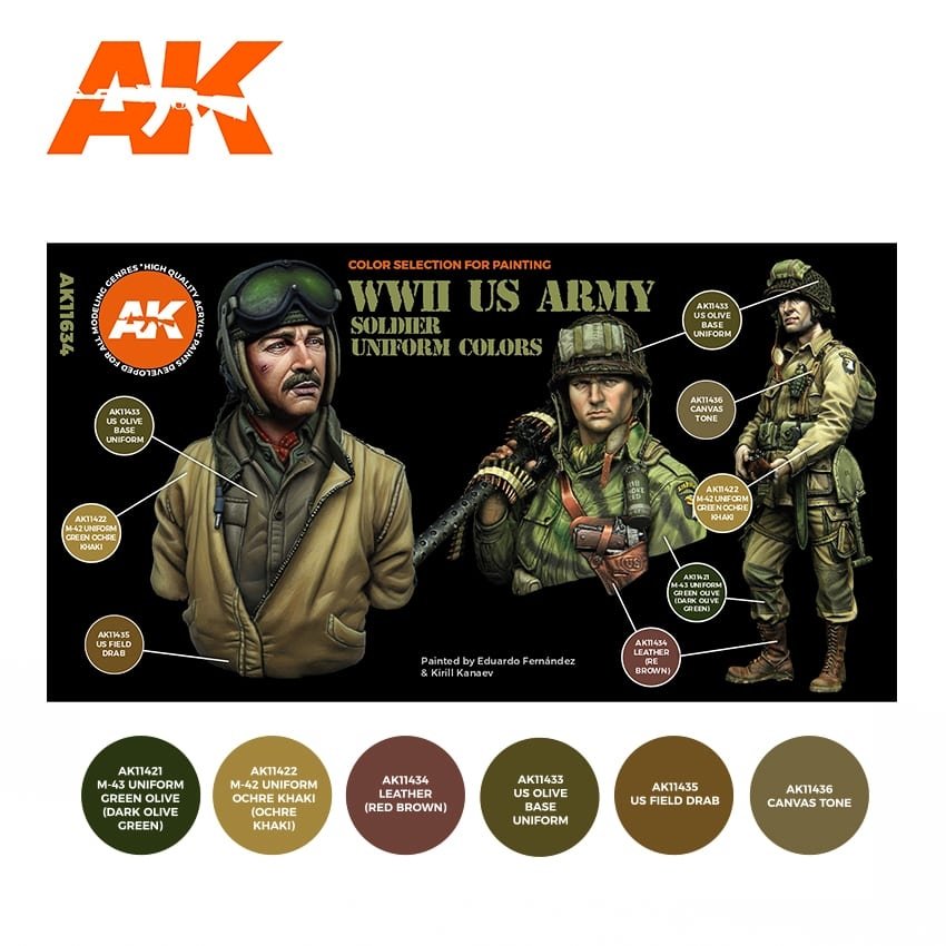 AK Interactive AK11634 Couleurs d&amp;#39;uniforme de soldat de l&amp;#39;armée américaine de la Seconde Guerre mondiale – image 2