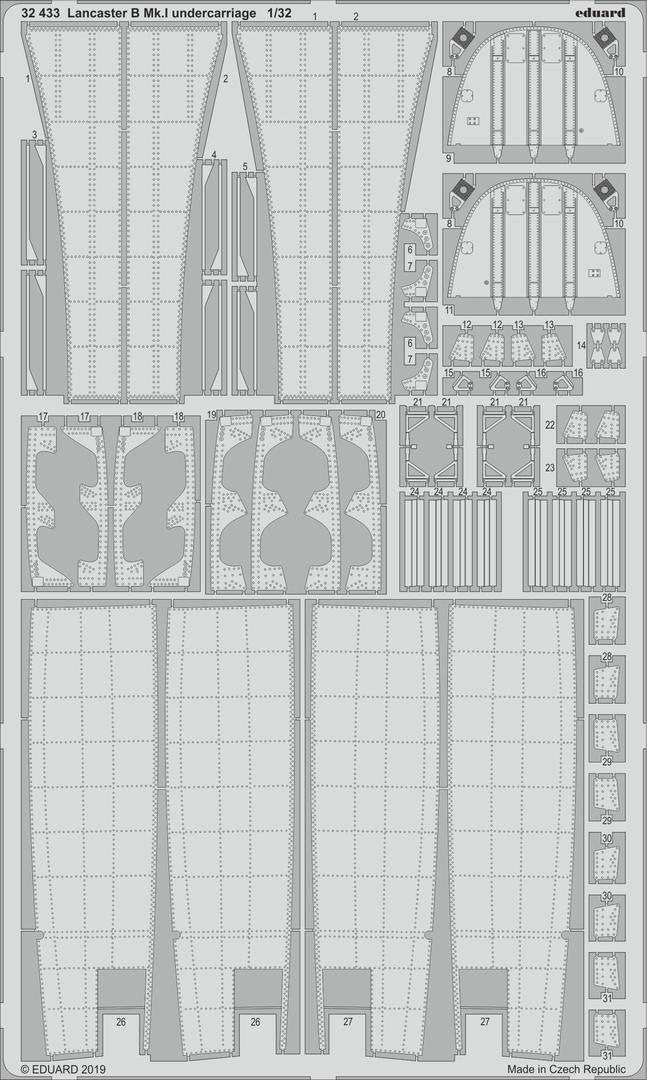 Train d'atterrissage du Lancaster B Mk. I, maquette Eduard 32433, échelle 1/32, Hong Kong Models