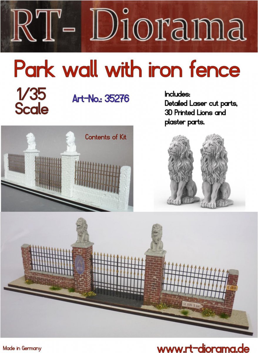 RT-Diorama 35276 Mur de parc avec clôture 1/35