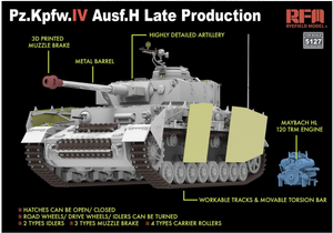 Rye Field modèle 5127 Sd.Kfz.161/1 Panzerkampfwagen IV Ausf. H Production tardive (avec moteur et liaisons de chenilles utilisables) 1/35  – immagine 2