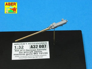 Aber A32007 Ensemble de 2 canons pour mitrailleuses de 20 mm d&amp;#39;avions allemands MG 151/20 (1/32) – image 3