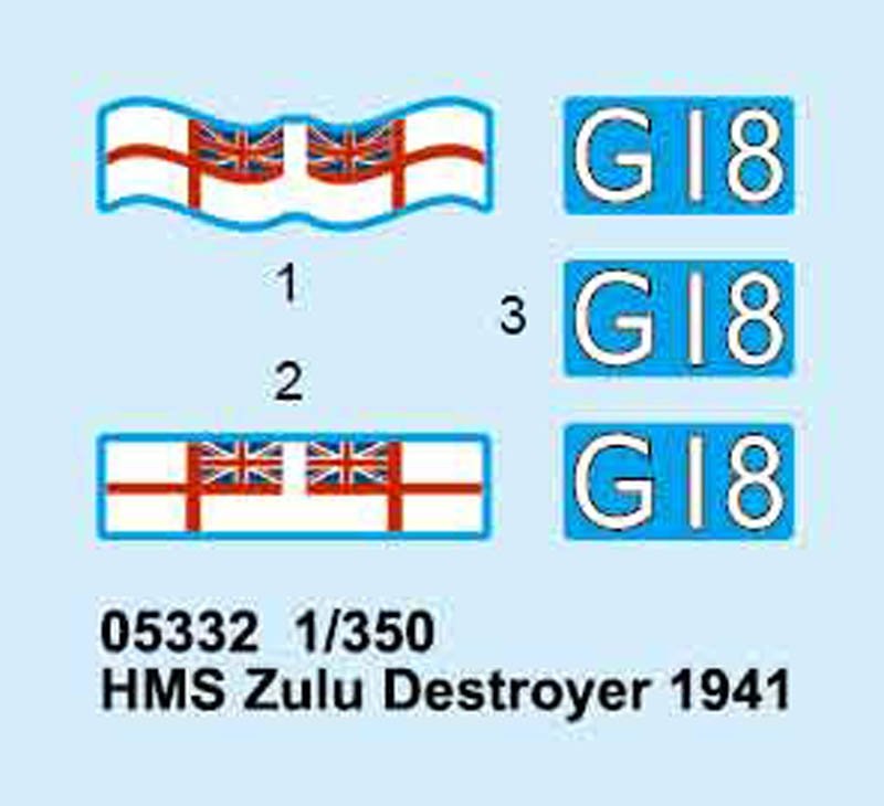 Trumpeter 05332 HMS Zulu Destroyer de classe Tribal britannique 1941 (1/350) – image 4