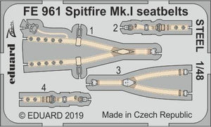 Eduard FE961 Spitfire Mk. et ceintures de sécurité en acier au 1/48 Tamiya