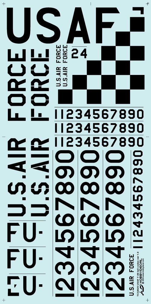 HobbyDecal TC32025V1 Codes de queue USAF F-86 ver 1 1/32