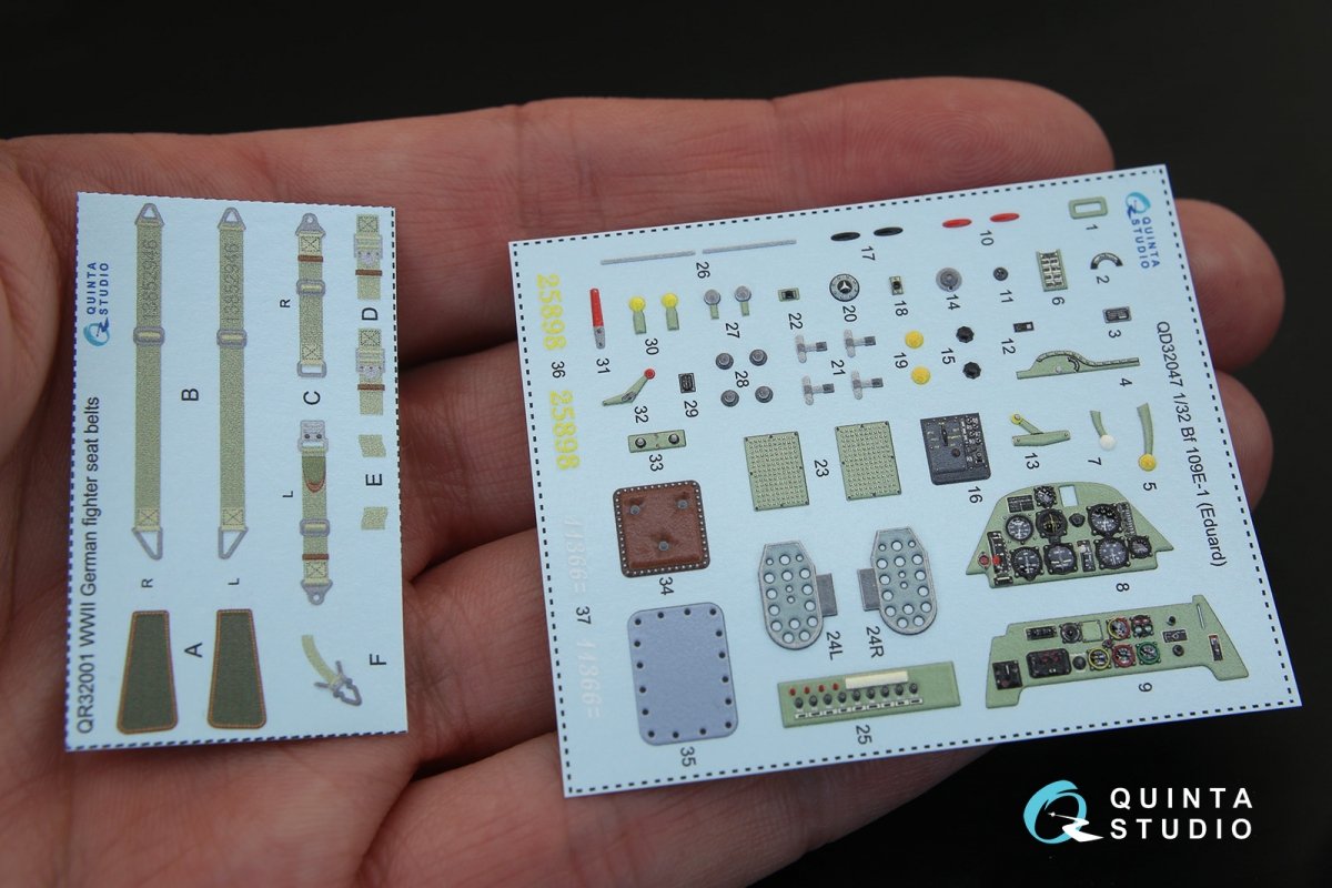 Intérieur imprimé en 3D et coloré sur papier décalcomanie Quinta Studio QD32047 Bf 109E-1 (pour maquette Eduard) 1/32 – Bild 2