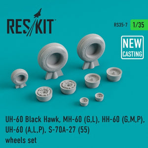 RESKIT RS35-0007 UH-60 Black Hawk, MH-60 (G,L), HH-60 (G,M,P), UH-60 (A,L,P) S-70A-27 (55) jeu de roues (NOUVEAU COULAGE) 1/35