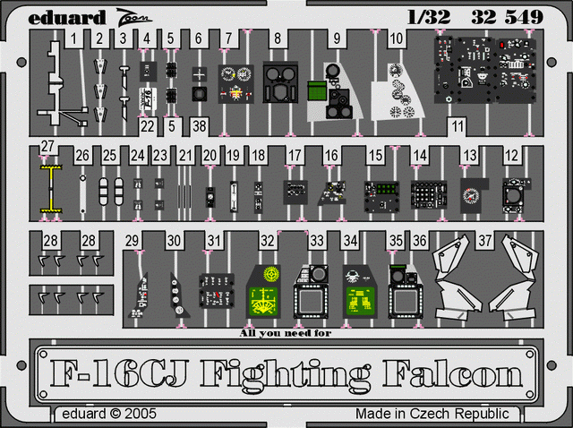 Intérieur du F-16CJ Eduard 32549 au 1/32 ACADEMY
