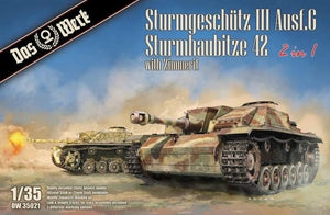 Das Werk DW35021 2 en 1 Sturmgeschütz III Ausf.G Sturmhaubitze 42 avec Zimmerit 1/35