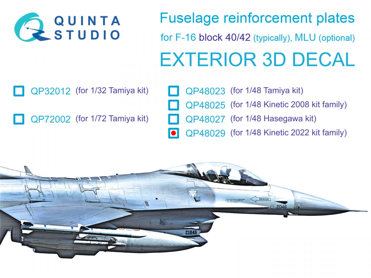 Quinta Studio QP48029 Plaques de renfort bloc 40/42 F-16 (Outil Kinetic 2022) 1/48