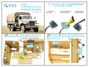 Quinta Studio QD35060 GMC CCKW 352 Camion cargo, intérieur imprimé en 3D et coloré sur papier décalcomanie (HobbyBoss) 1/35 – imagen 7