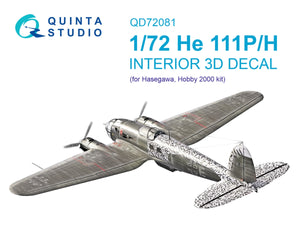 Intérieur imprimé en 3D et coloré sur papier décalcomanie Quinta Studio QD72081 He 111 P/H (Hasegawa) 1/72