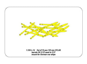 Aber 350L-14 Ensemble de 16 canons SFLAK de 105 mm SKC/33nt utilisés dans l&amp;#39;affût C/37 pour les navires de guerre allemands (1/350) – immagine 5