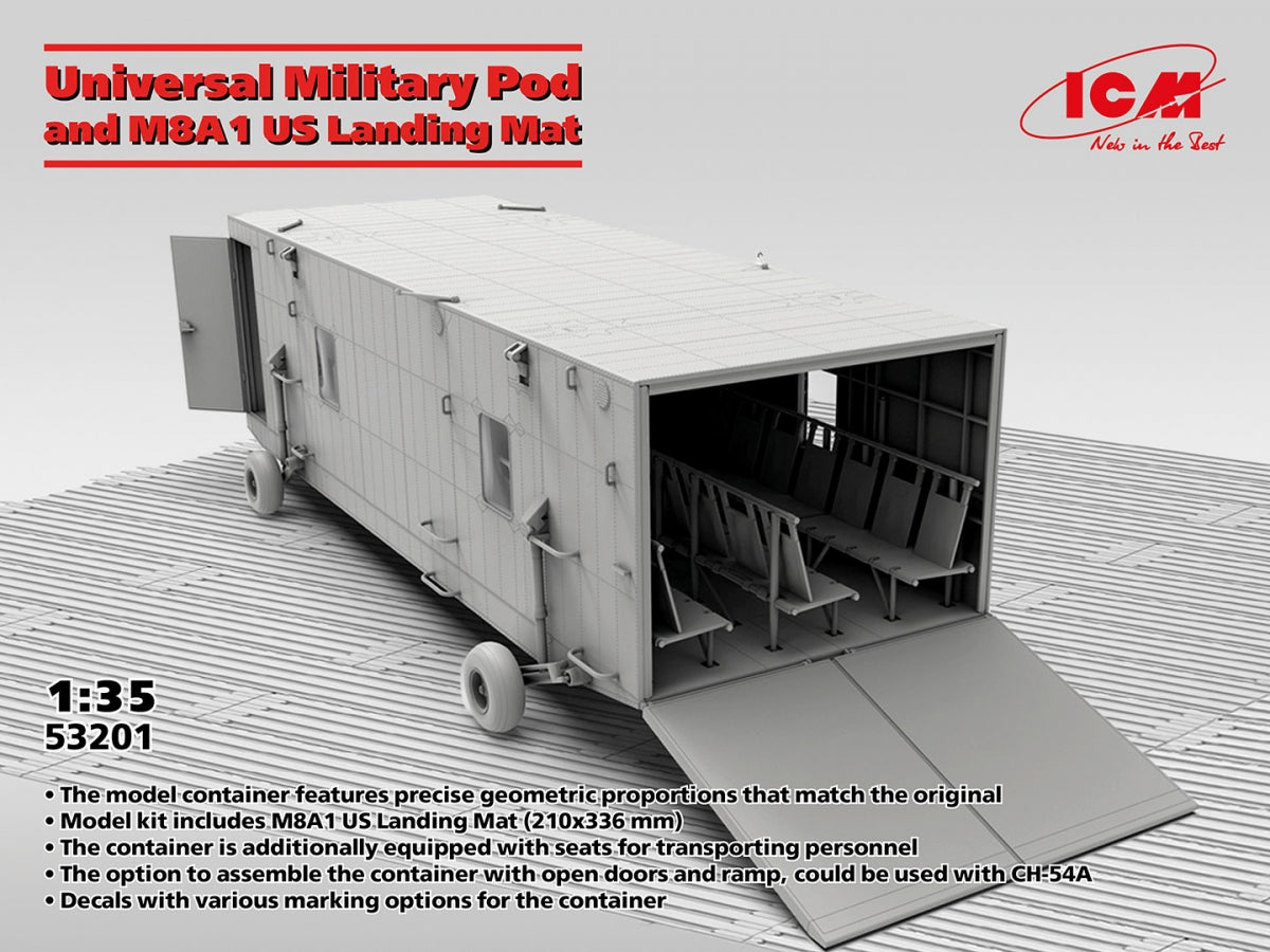 ICM 53201 Nacelle militaire universelle et tapis d&amp;#39;atterrissage américain M8A1 1/35