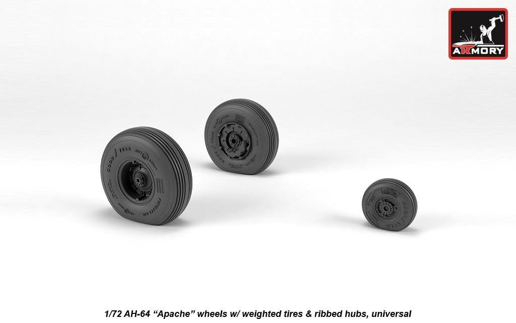 Roues Armory Models AW72336 AH-64 Apache avec pneus lestés et moyeux nervurés, échelle 1/72 – Bild 4