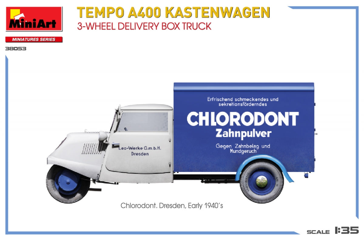 MiniArt 38053 TEMPO A400 KASTENWAGEN CAMION CAISSE DE LIVRAISON À 3 ROUES 1/35  – immagine 10