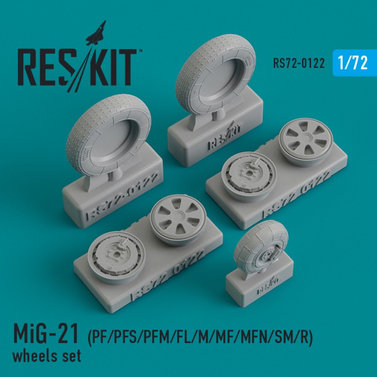 RESKIT RS72-0122 MIG-21 (PF, PFS, PFM, FL, M, MF, MFN, SM, R) JEU DE ROUES 1/72