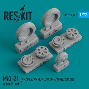 RESKIT RS72-0122 MIG-21 (PF, PFS, PFM, FL, M, MF, MFN, SM, R) JEU DE ROUES 1/72