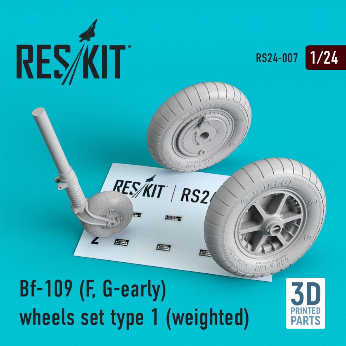 RESKIT RS24-0007 BF-109 (F, G-EARLY) JEU DE ROUES TYPE 1 (LESTÉ) 1/24