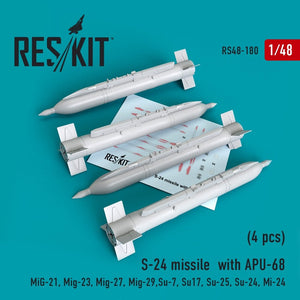 RESKIT RS48-0180 Missile S-24 avec APU-68 (4 pièces) 1/48
