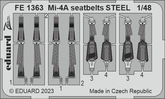 Ceintures de sécurité Eduard FE1363 Mi-4A STEEL TRUMPETER 1/48