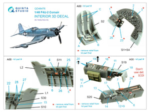 Intérieur coloré imprimé en 3D sur papier décalcomanie pour F4U-2 Corsair (Hobby Boss) Quinta Studio QD48476, échelle 1/48 – immagine 2