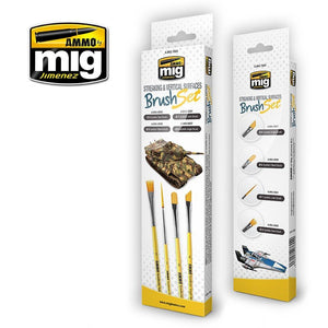 Ensemble de brosses AMMO of Mig Jimenez 7604 pour le traçage et les surfaces verticales