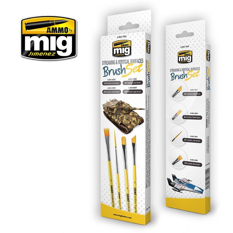 Ensemble de brosses AMMO of Mig Jimenez 7604 pour le traçage et les surfaces verticales