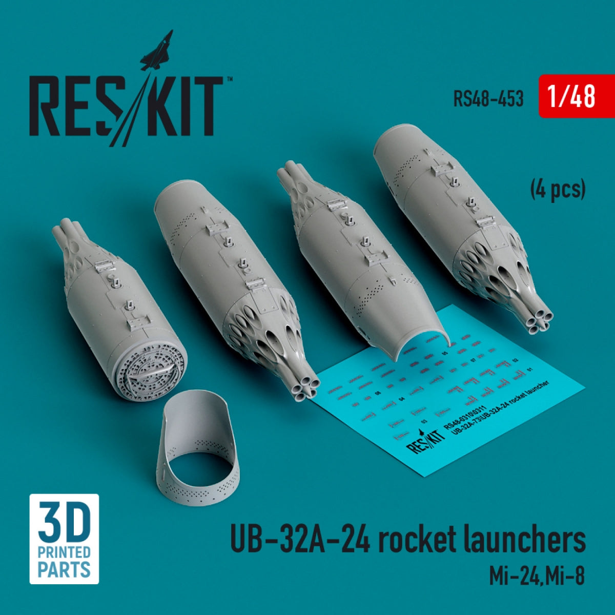 Lance-roquettes RESKIT RS48-0453 UB-32A-24 (4 pièces) (Impression 3D) 1/48 