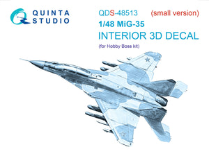 Intérieur coloré imprimé en 3D sur papier décalcomanie Quinta Studio QDS-48513 MiG-35 (HobbyBoss) (Petite version) 1/48
