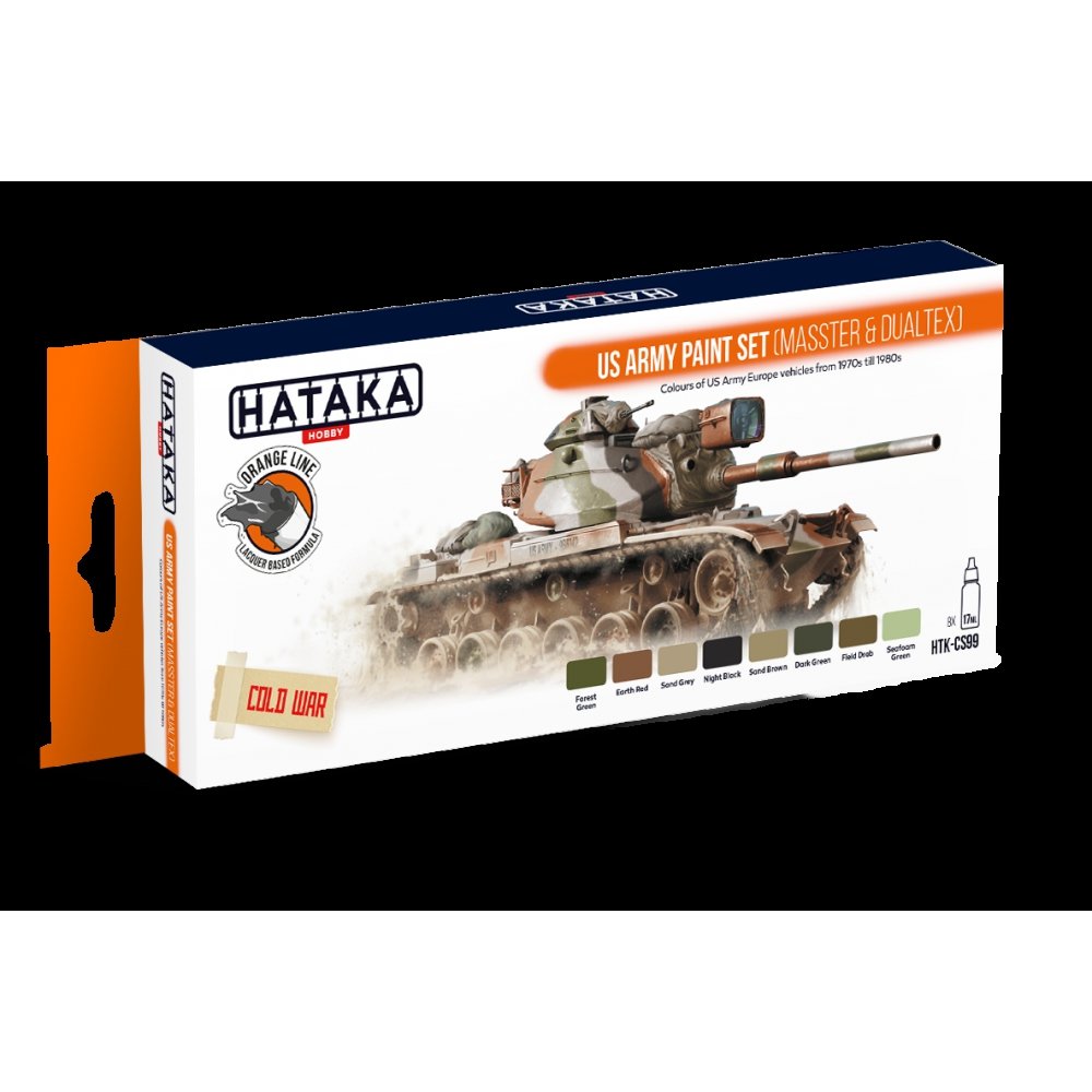 Kit de peinture Hataka HTK-CS99 US Army (MASSTER &amp;amp; DUALTEX) (8 x 17 ml)