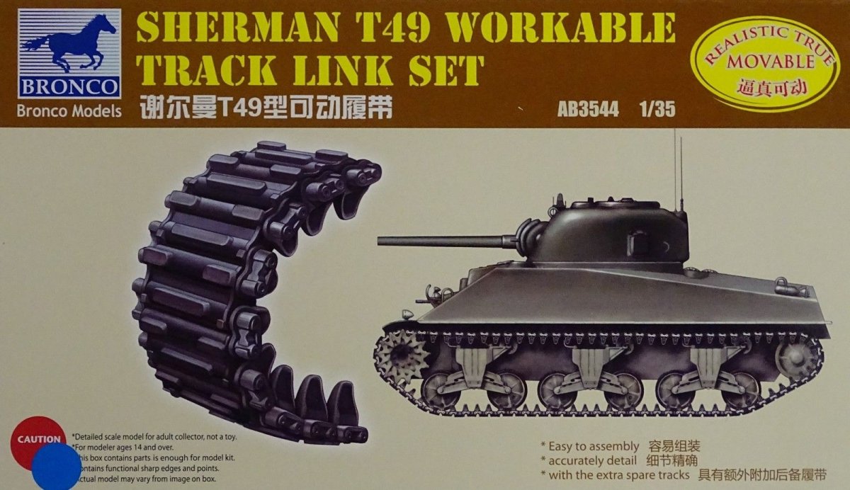 Bronco AB3544 Sherman T49 Kit de chenilles fonctionnelles 1/35