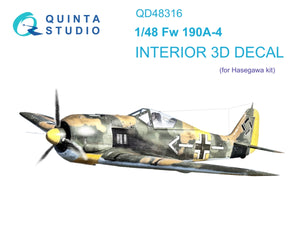 Intérieur imprimé en 3D et coloré sur papier décalcomanie Quinta Studio QD48316 Fw 190A-4 (Hasegawa) 1/48