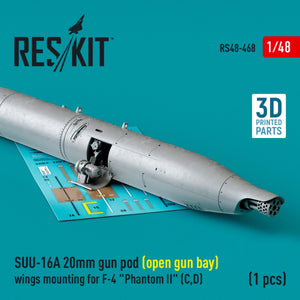 RESKIT RS48-0468 SUU-16A Nacelle de canon de 20 mm (baie de canon ouverte) montage sur les ailes pour F-4 Phantom II (C,D) (1 pièce) (Impression 3D) 1/48 – Bild 2