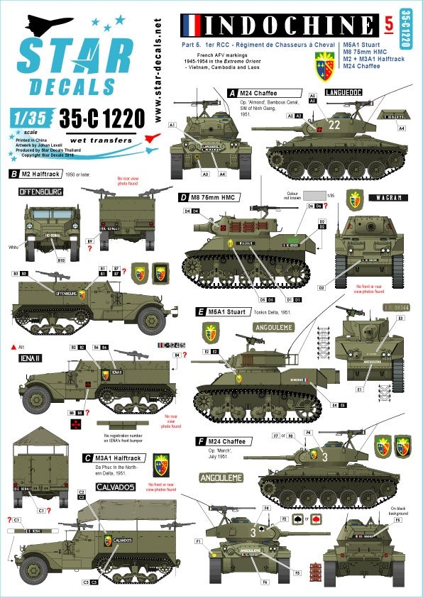 Star Decals 35-C1220 Indochine #5. 1er Régiment de Chasseurs 1/35