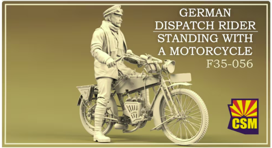 Copper State Models F35-056 Cavalier de liaison allemand debout avec une moto (moto non incluse) 1/35