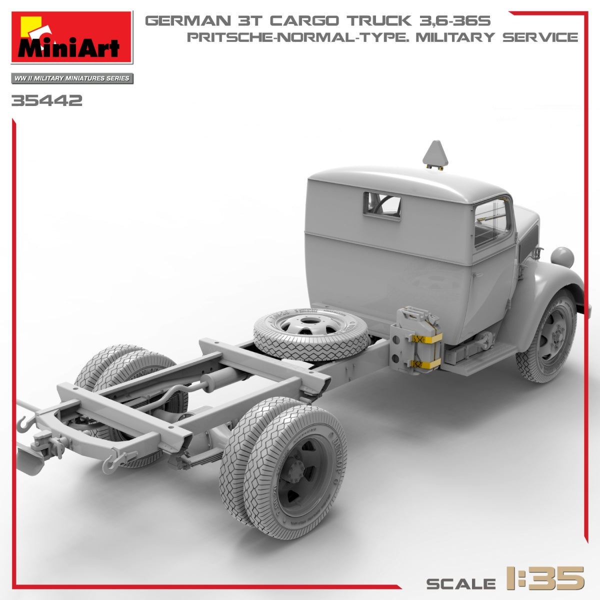 Miniart 35442 CAMION CARGO ALLEMAND 3T 3.6-36S. PRITSCHE-TYPE NORMAL. SERVICE MILITAIRE 1/35 – image 6