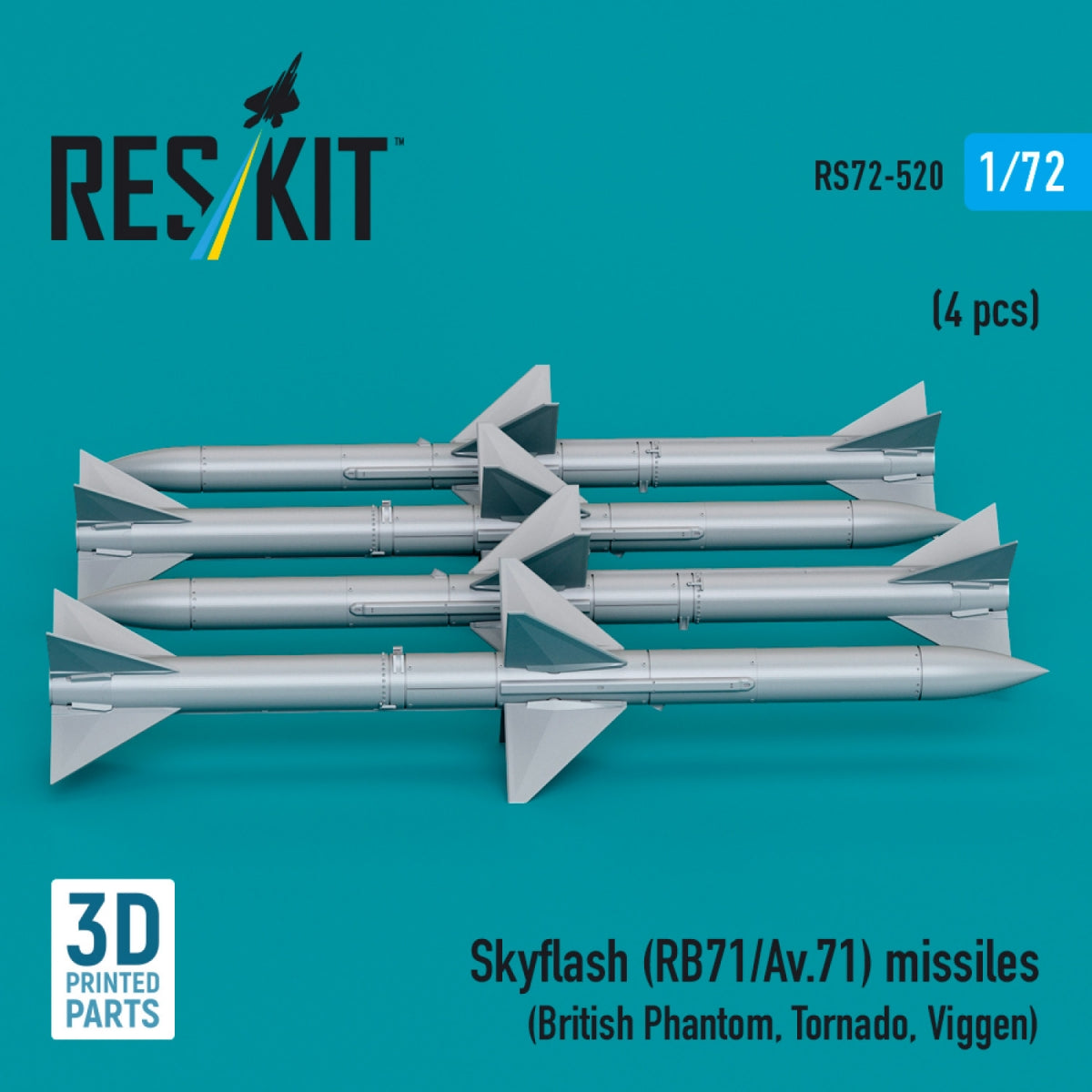 Missiles Skyflash (RB71/Av.71) RESKIT RS72-0520 (4 pièces) (Impression 3D) 1/72 – image 2