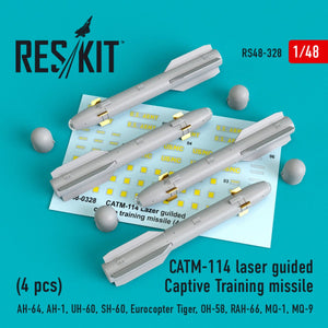 RESKIT RS48-0328 CATM-114 MISSILES D&amp;#39;ENTRAÎNEMENT CAPTIFS À GUIDAGE LASER (4 PIÈCES) 1/48