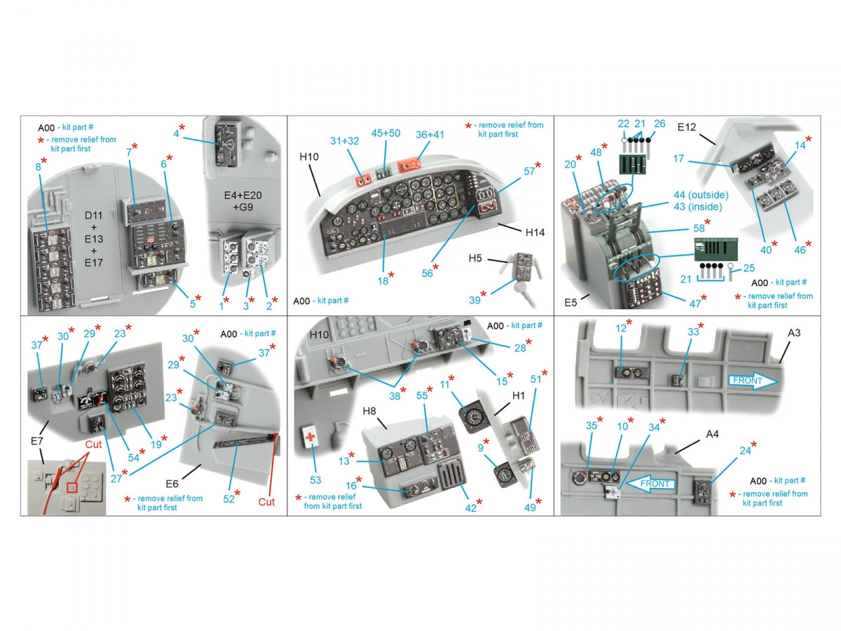 Intérieur imprimé en 3D et coloré sur papier décalcomanie pour Boeing B-17G (modèles HK) de Quinta Studio QDS-48561 (petite version) à l&amp;#39;échelle 1/48 – immagine 7