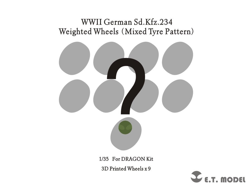 ET Model P35-110B Sd.Kfz.234 allemand de la Seconde Guerre mondiale, roues lestées de grand diamètre (schéma de pneus mixte), échelle 1/35