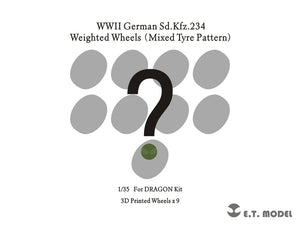 ET Model P35-110B Sd.Kfz.234 allemand de la Seconde Guerre mondiale, roues lestées de grand diamètre (schéma de pneus mixte), échelle 1/35