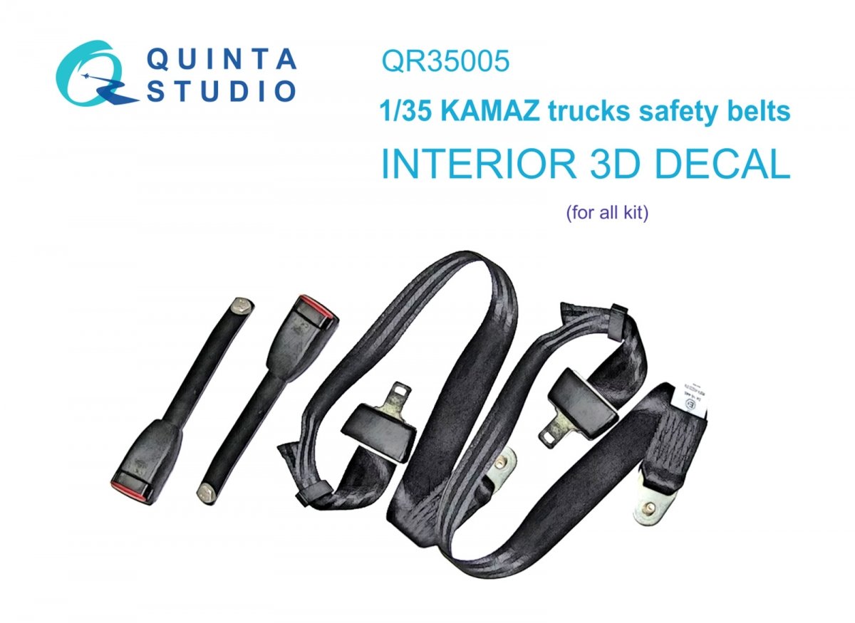 Ceintures de sécurité pour camions Kamaz Quinta Studio QR35005, imprimées en 3D et colorées sur papier décalcomanie (tous les kits), échelle 1/35